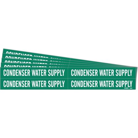 BRADY CONDENSER WATER SUPPLY Pipe Marker Style 4 Polyester WT on GN 4 per Card, 5 PK 106081-PK